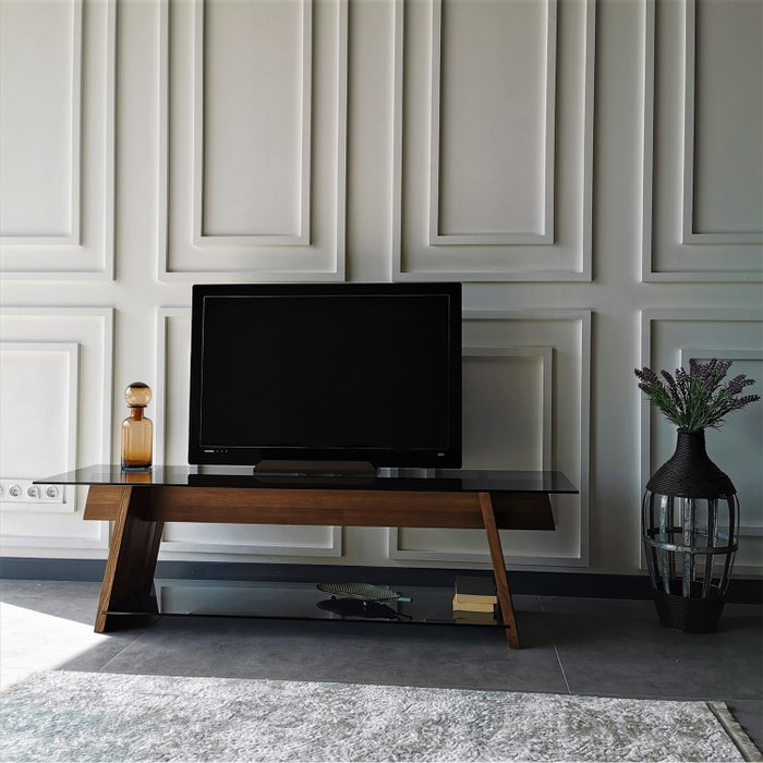 Hanah Home Soporte de TV en Nogal y Negro